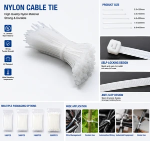 High Strength Nylon 66 Cable Ties Plastic Cable Ties for Electrical Equipment Cable Organization