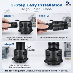 Push In Quick Lock Connector AD34.5 for Plastic Corrugated Conduit Tool Free Cable Gland M36