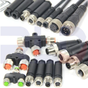 M8 Connect Cable Male Cable Connector Female Angled Connector with LED Cable 3 4 5 6 8 Pin Waterproof IP67