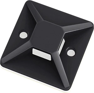 Zip Tie Mounting Tape Cable Tie Self-adhesive Support Bracket Black Nylon 66 Heat-resisting Cable Management Clamp Wall Anchor