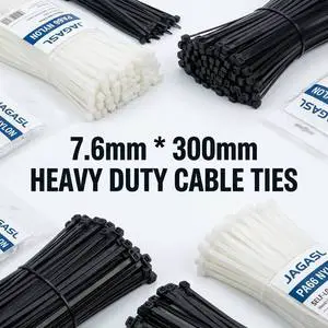 JGSL Factory 7.6mm*350mm Heavy Duty Nylon 66 Cable Ties, UV Resistant Self-Locking Plastic Zip Ties For Outdoor Wire Management