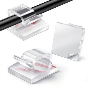 100PCS Adhesive Cable Clips-Strong Wire & Cord Holders for Desk/Wall/Car/TV/Ethernet (Clear Small)