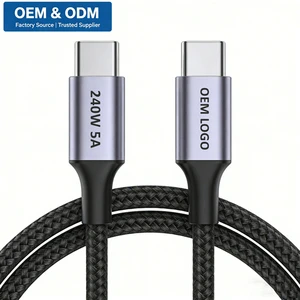 Type C Cable Fast Charging PD 3.1 240W 5A Super Fast Charger Factory High Quality Braided Custom 1m 2m 3m 240 Watt USB C Cable