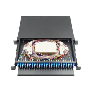 Rack Mounted Sliding Type 1U 24 Port Fiber Patch Panel LC UPC Quad Fully Loaded 96 Core ODF