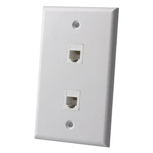 SETO 115x70mm 2-Port American Type Network Patch Panel Dual RJ45 CAT3/CAT5e/CAT6 PC Plastic White 3-Year Warranty CE RoHS