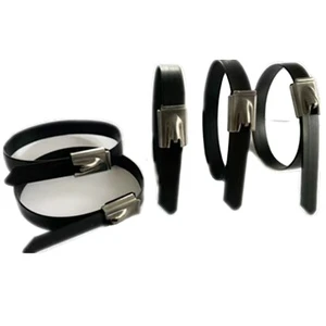 Free Sample 4.6mm X 200mm Self-Locking Metal Zip Tie 304 316 Ball Lock PVC Coated Stainless Steel Cable Tie For Solar Panels