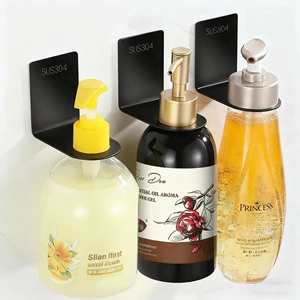 Self Adhesive Wall Mount Liquid Soap Dispenser Holder 304 Stainless Steel Shampoo Conditioner Holder Soap Bottle Holder