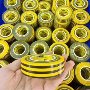 Matte Glossy Yellow and Black PVC Electric Insulating Tape 10 Rolls Pack for Wrapping Wire Insulation Color Distinction