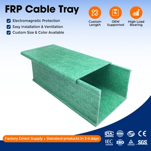 FRP Fiberglass Trough Cable Tray Solid Bottom Cable Trunking Chemical Resistant Dustproof Enclosure for Sensitive Wiring