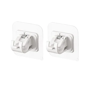 Adjustable Traceless Nail-Free Plastic Clamp Hooks Rails Bracket for Adhesive Wall Fixed Clip Curtain Rod Holder Hanging Rack