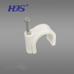 HDS Quality Assurance Round/circle Type Plastic Cable Clips Wall Wire Cable Clips With Steel Nail 6mm 100pcs/bag