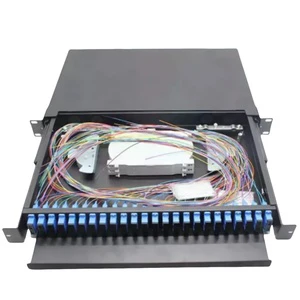 12 24 48 Port 1U 2U 19 Inch Fiber Patch Panel SC LC Fiber Splice Tray Box Optic Fiber Patch Panel