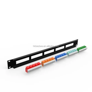 Wholesale Price 25/50port UTP RJ11 Unshielded Fiber Optic Patch Panel Cat3 RJ45 Connector Type Black 19 Inches 1U FTTX Metal