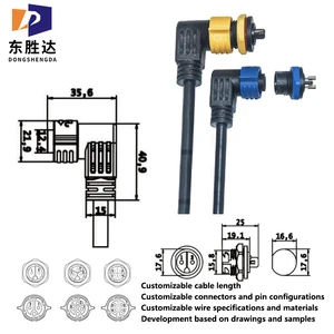 M16 Elbow Waterproof Connector IP67 Right Angle Panel Mount Self Locking Industrial Cable Connector PA66 Copper Alloy OEM Supply