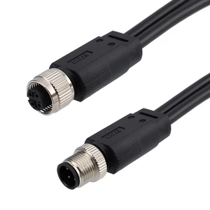 M12 Series Male Female Splitter Cable End OPEN 1 To 2 Overmolded Plug IP67 Waterproof Brass