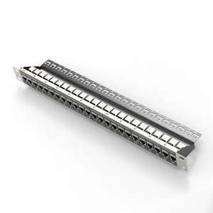 24-Port RJ45 Female Feed Through Modular Patch Panel Cat5e Cat6 Shielded 19\
