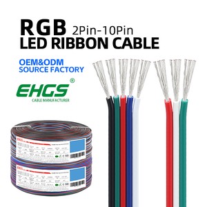 EHGS RGB Ribbon Cable 2-14 Pin PVC Insulated Tinned Copper Conductor 300V Led Lighting Extension Line Electrical Supplies