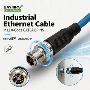 BAYMRS Eight-core X-type M12 RJ45 Male/Female Adapter Double Shielded IP67 Waterproof Industrial Network Cable Copper Housing