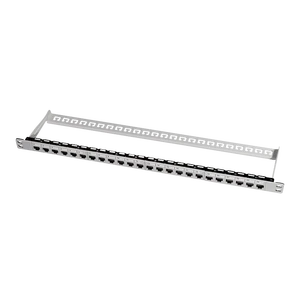 Flat Blank 19 inch Patch Panel Frame for 24 Keystone Jacks, Ultra Thin 0.5U, Unloaded, Light Grey