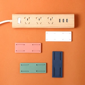 Self-Adhesive Punch-Free Desktop Mobile Plug-In Socket Fixer Holder Bracket Stand Wall Mount Home Power Strip Hanging Fixator