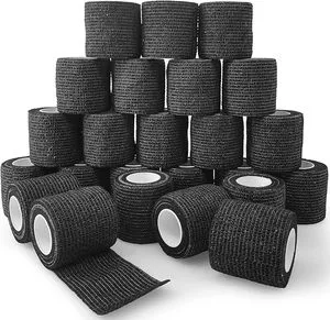 Wholesale Black Self Adhesive Bandages Non Woven Tattoo Grip Tape Athletic Elastic Cohesive Bandage For Tattoo