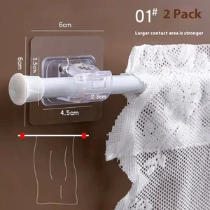 No-Drill Home Wall Adhesive Mount Clip Telescopic Door Bracket With Novelty Easy Curtain Rod Hook Installation