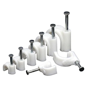 Round Cable Clips with Nails Plastic Wire Clips Wall Nail Cable Holders for Electrical Wire Network Cable Management