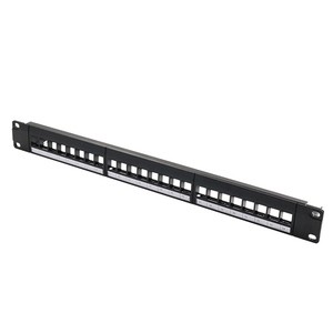 High Performance 24 Port 1U 19 Inch Black Network Patch Panel High Quality UTP Module for Information Network Cabling