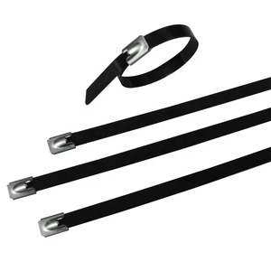 UV Resistant Polyester Coated Black Stainless Steel Cable Ties