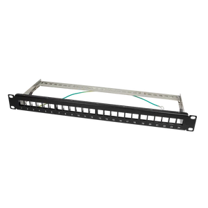 Flat Blank 19 Inch Patch Panel Frame For 24 Keystone Jacks, 1U, Un-Loaded, Black