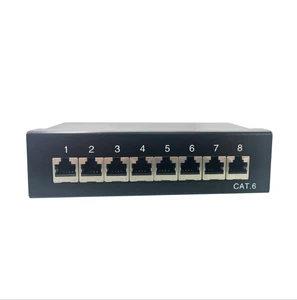 8-Port Unloaded Modular Blank Patch Panel Full Shielded Cat6A Networking for RJ45 Keystone Joints 1U Height Modules