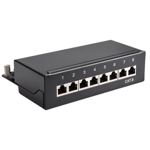 Linkwylan Network RJ45 Cat6 8 Port 1U Shielded Patch Panel with Phosphor Bronze Contacts for LSA Desktop Wall Mount