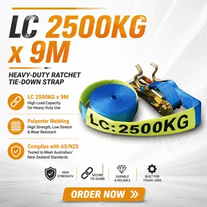 Z2LIFTING Heavy Duty Plastic Ratchet Strap/Ratchet Tie Down/Lashing Belt 5 Tons Lashing Belt AS/NZS