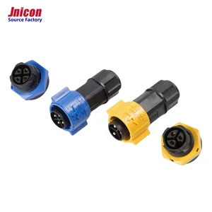 M19 4P IP67 Waterproof Electrical Industrial Connector Yellow Blue Power Male Plug Female Socket Wire To Board PCB Connector