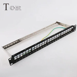TOM-P-04 19'' 1U STP Blank Patch panel 24 port STP Blank Patch Panel with back bar, use for STP keystone jack