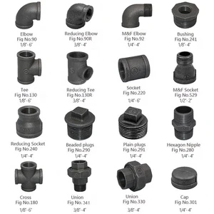 JIANZHI Male Female Black Threaded Malleable Iron Socket Reducing Elbow Gi Plumbing Material Galvanized Tee Reducer Pipe Fitting