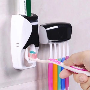 Automatic Electric Toothbrush Storage Rack Bracket Non-Punching Toothpaste Squeezer Free Scratch Adhesive for Bathroom Plastic.