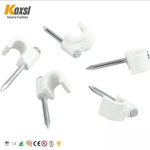 Circle Steel Nail Cable Clips Wholesale PE Plastic Round Wire Holders Wall Cable Staples Fasteners Direct Factory CE