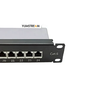 Dual Idc 110 Fast Ethernet 90 Degree 19Inch 1U Shielded Patch Panel 24 Port PatchPanel Cat6 Stp Patch panel