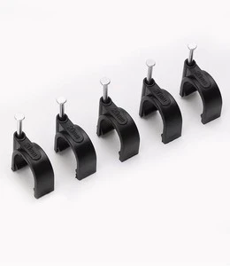 CHK-20MM Cable Clips Black and White Plastic Cable Clips with Steel Nail 20MM Size