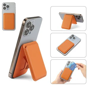 Strong Magnetic Phone Wallet Kickstand Premium PU Leather Foldable Card Holder Portable Adhesive Pad Mount Compatible for