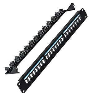 24 Port UTP Patch Panel with Adjustable Rear Cable Management Bar for HD MI RJ45 CAT5e CAT5 CAT6A USB1U Blank Patch Panel