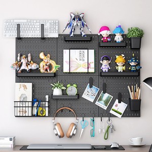 New Design Home Wall Hanger Hole Board Organizer Rack Plastic Tray Box Hooks Self Adhesive Kitchen Wall Mounted Shelf Rack Set