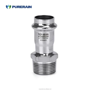 304/316 Stainless Steel Male Pipe Fitting Polished Surface Crimping Connection 16bar Pressure Class for Building Water