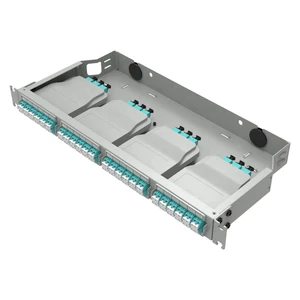Pre-Termination Fiber Splicing Rack Mount Fiber Patch Panel for FTTH SC/ST Adaptors Copper Cables Model FS4M1 12-72 Fibers Black