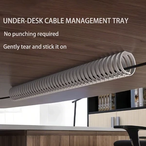 Fynova High Quality Modern Design Black White ABS Cable Conduit Underdesk Cable Management Tray Home Office Furniture Hardware