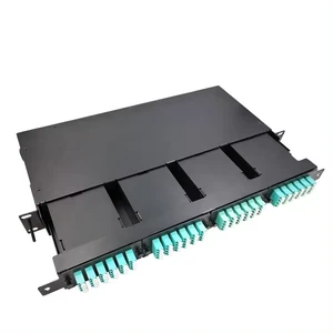 1U Rack Mount MTP/MPO Cassette Patch Panel 19 Inch ODF Panel with 3 Module 5G/4G POE Fiber Compatible with 12 x LC Duplex