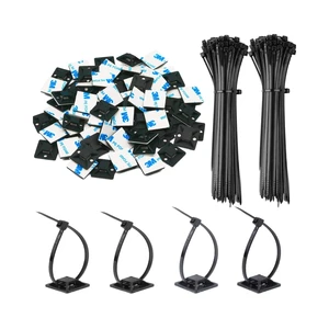 Nylon Zip Tie Adhesive Mounts Self Adhesive Cable Base Holders Multi-Purpose Wire Clips Screw Hole Anchor Stick25*25