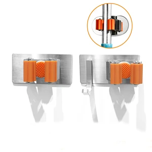 304 Stainless Steel Home Hardware Accessories Wall-mounted No-drill Mop Holder Anti-corrosion and Anti-rust Bathroom Mop Holder