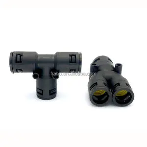 Electrical Cable Wire Pritection Plastic 3-Way Type Coupling Tube Gland Nylon T Fitting for Corrugated Flexible Conduit